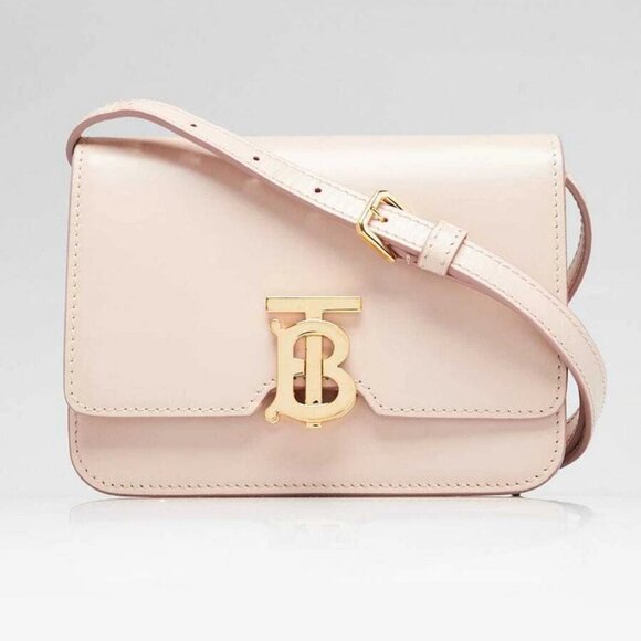Burberry Pink Smooth Calfskin Leather TB Small Flap Bag - Picture 1 of 10